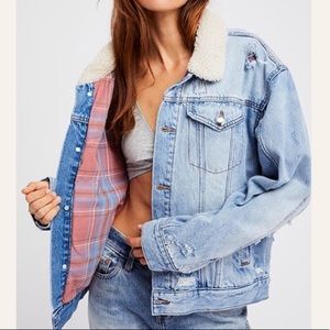 Free People Trucker Sherpa Jean Jacket XS